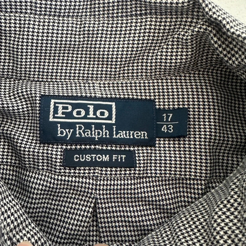 Polo Ralph Lauren Custom Fit Houndstooth Button Down Shirt Mens 17/43‎ Classic